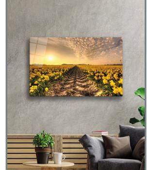 Sonnenblume Sonnenuntergang Art Design rechteckiges spezial Glasbild!